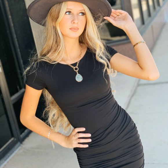 ✨RESTOCKED✨Sassy & Sophisticated Ruched Mini Dress-Blk - Picture 5 of 7